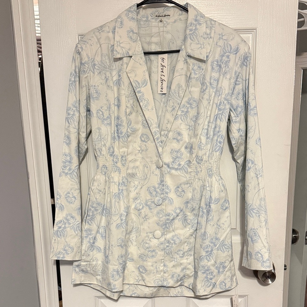 For Love And Lemons Blue Floral Blazer Dress